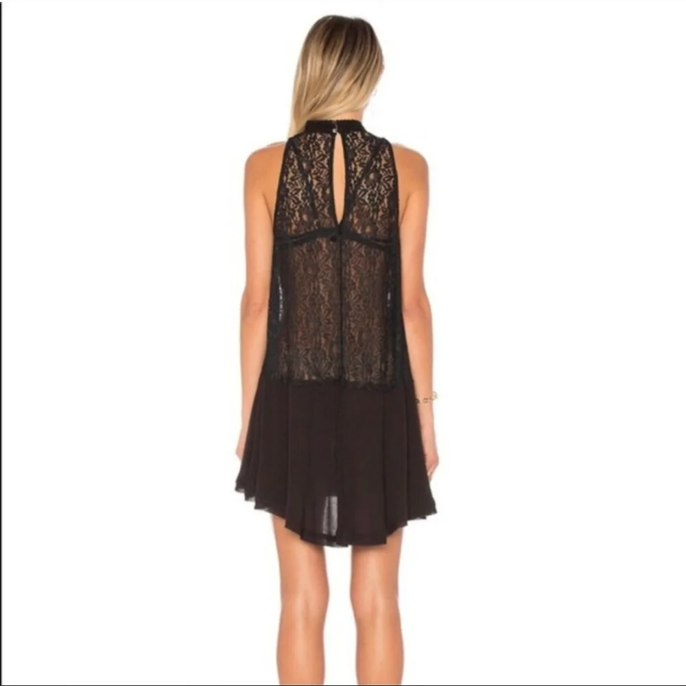 Free People Tell Tale Heart Tunic Mini Dress Swingy Sheer Lace Cutout Blac S NWT - Picture 3 of 16